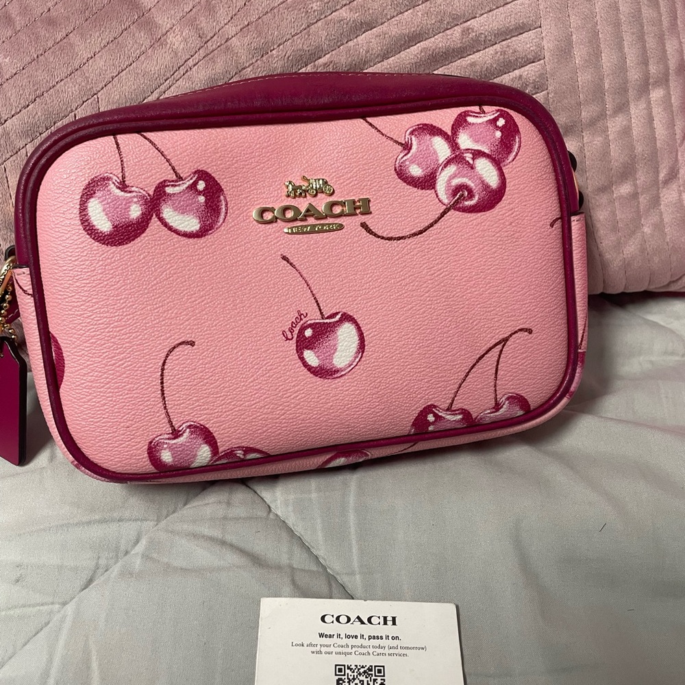 Coach Pink Cherry Print Crossbody Bag